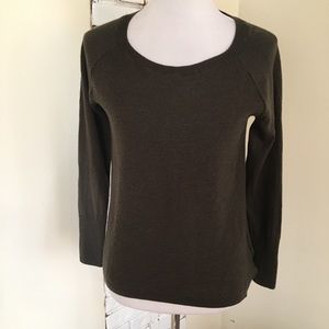Max Studio Merino Wool Sweater Green Back Zip
